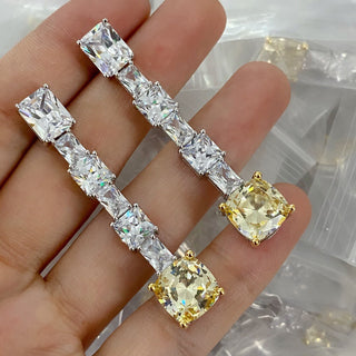 Radiant Trapezoidal Yellow Diamond Earrings